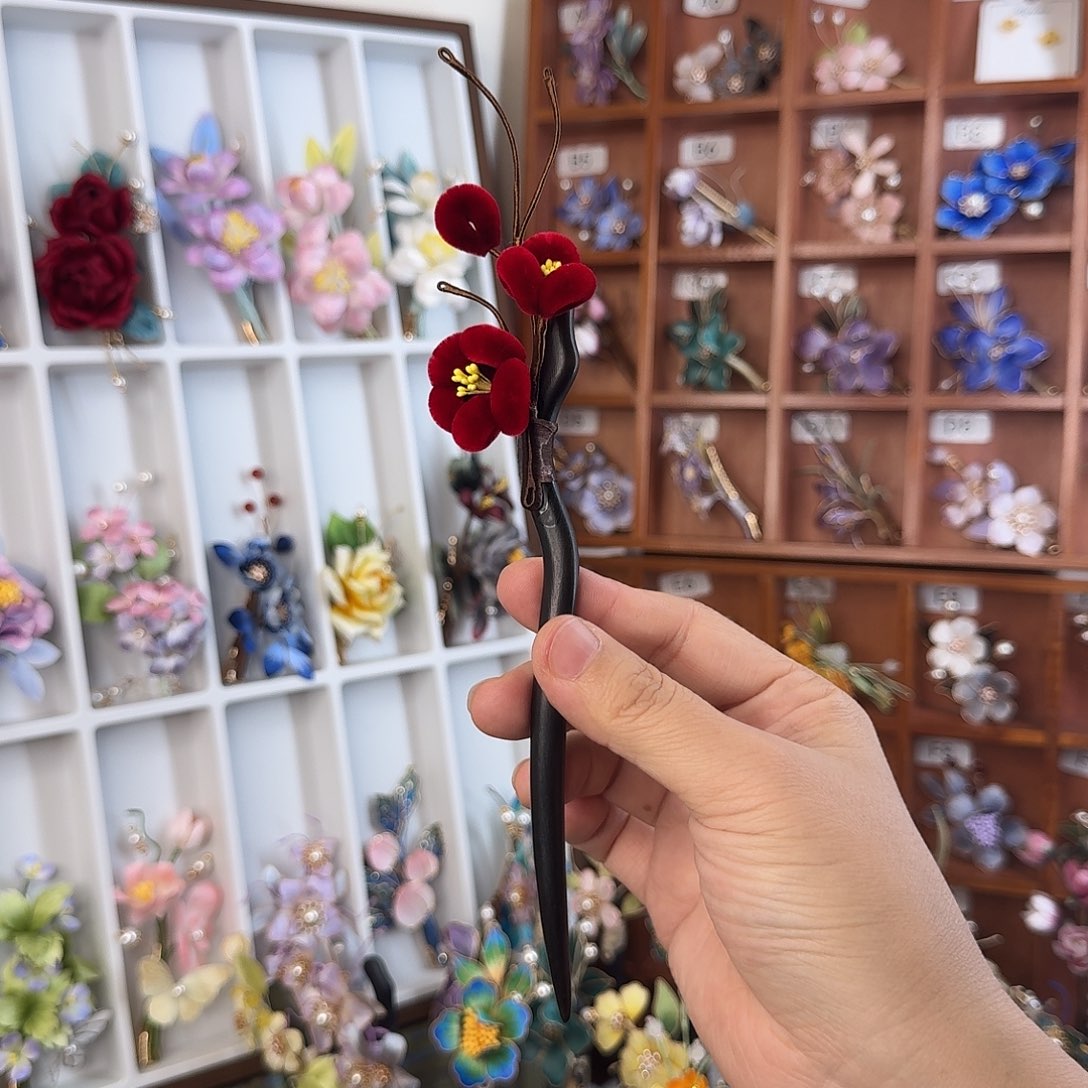 非金属无非遗绒花发簪