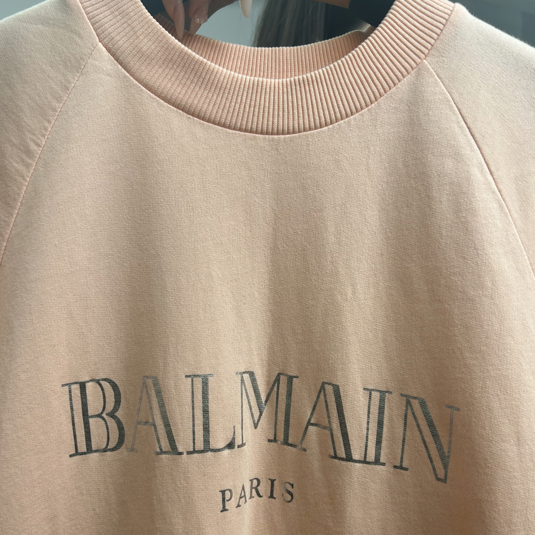 99新 BALMAIN/巴尔曼 HZ二手奢侈品巴尔曼粉色卫衣h192