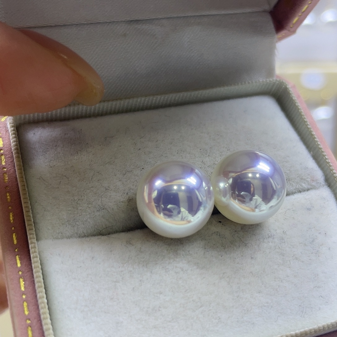 耳饰银S925镶嵌淡水珍珠