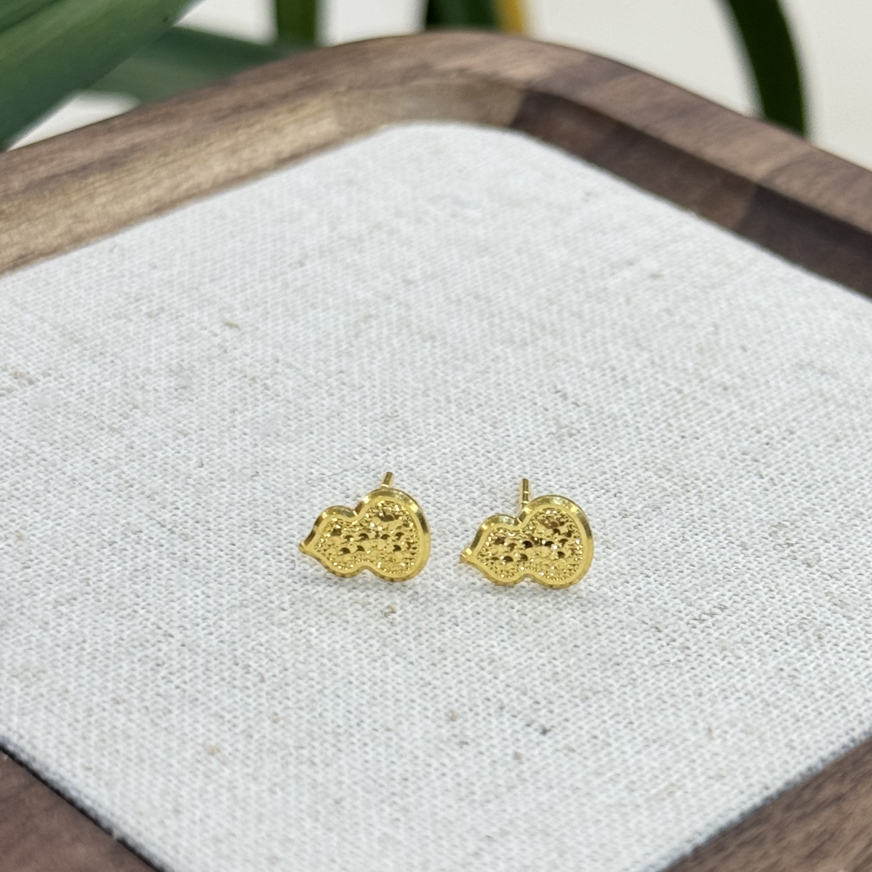 E【碎冰小葫芦耳针】-足金999精工5耳饰