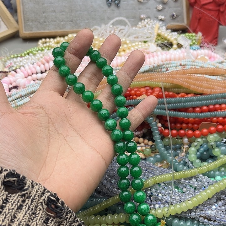 玛瑙/玉髓珠宝半成品未镶嵌一条8mm干青