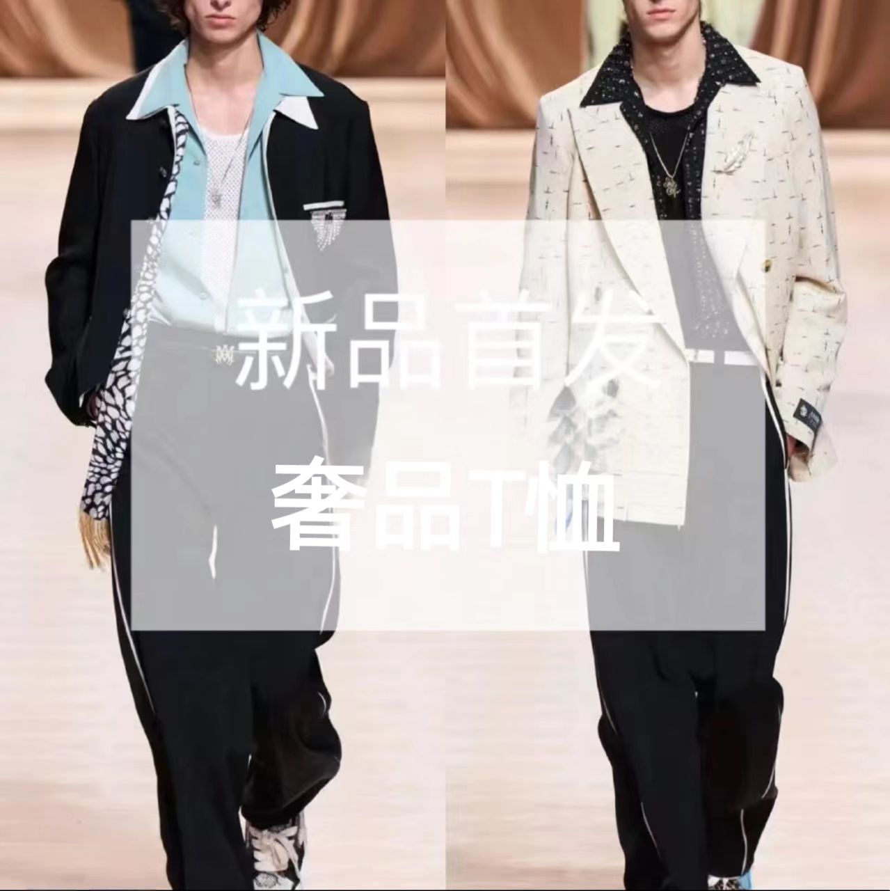 01 【口袋款】经典格纹拼接时尚简约极简风T恤 新