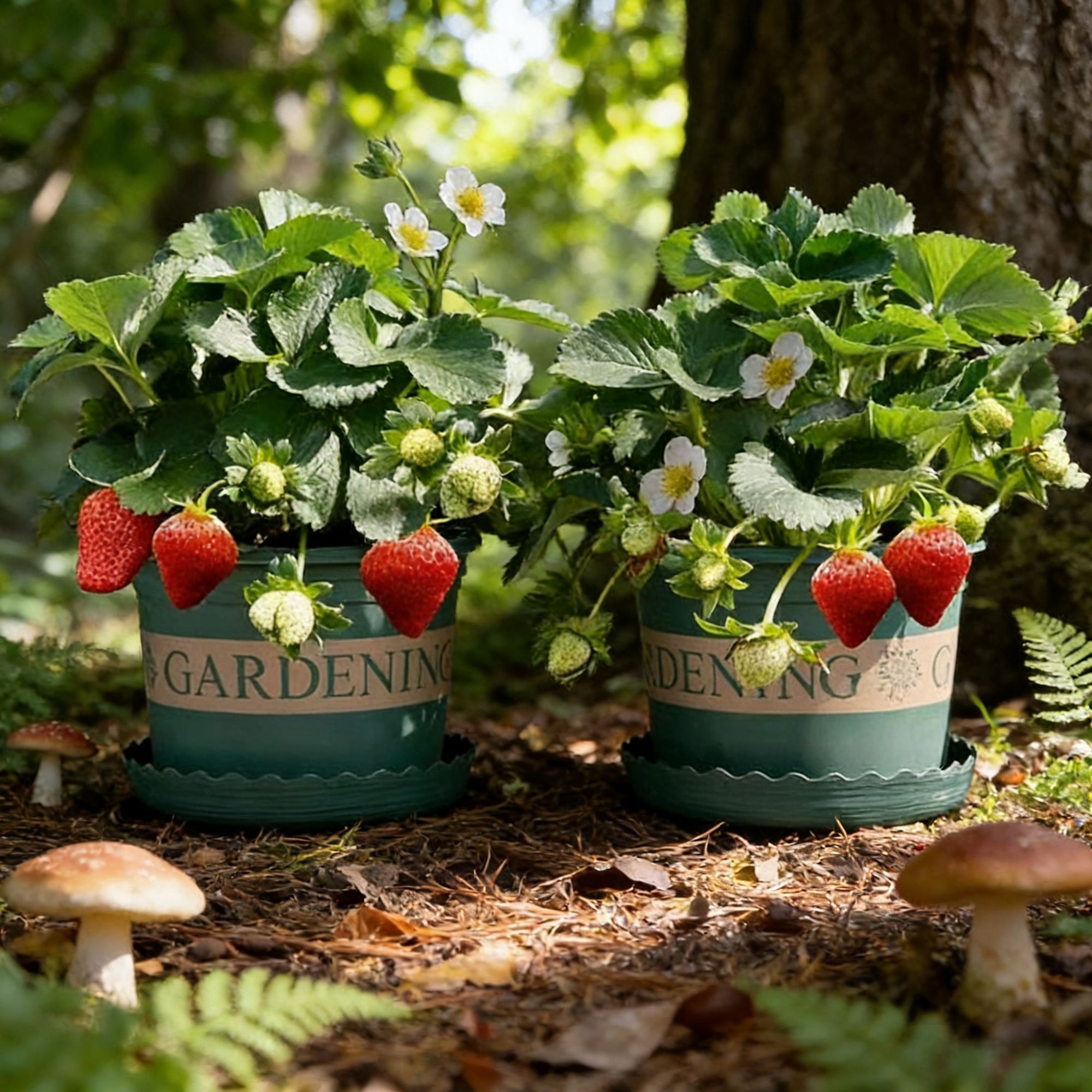 【带花带果】草莓盆栽好养带土加仑盆适合室内外阳台