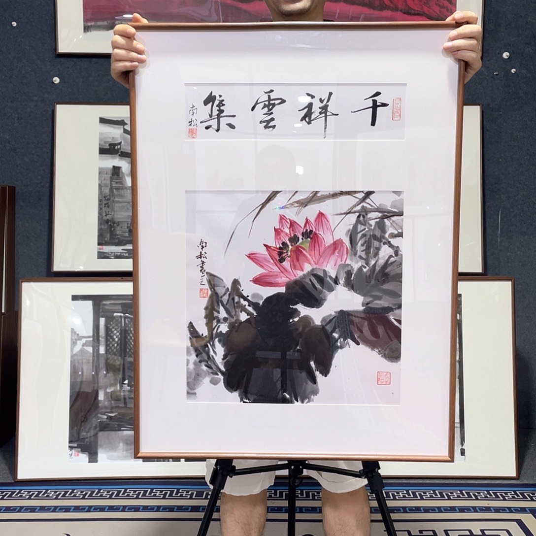 国画手绘画作品带框60/80
