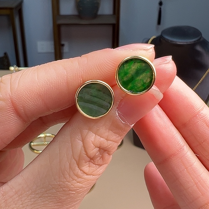 翡翠耳饰银S925镶嵌耳饰