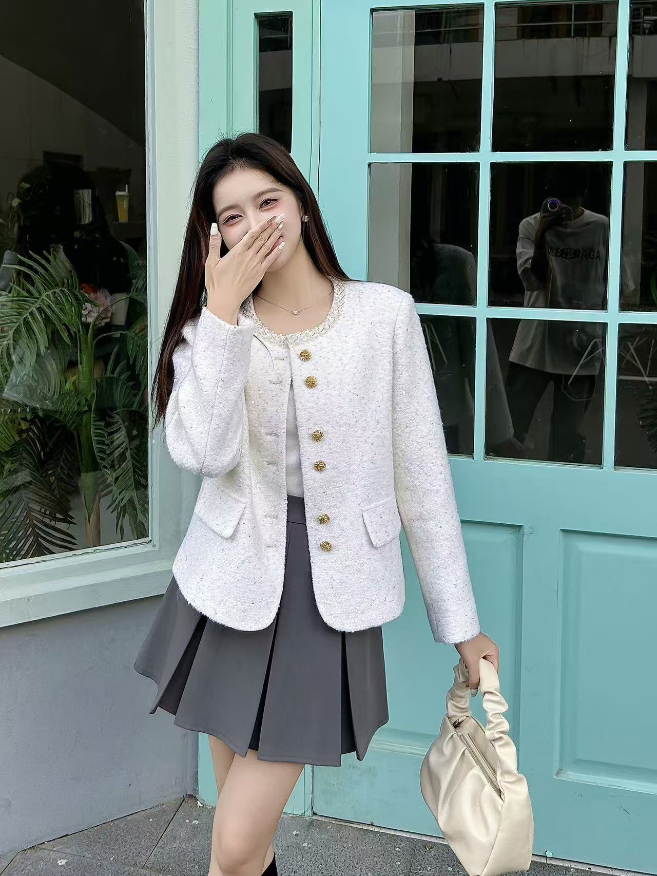 2525 秋冬女士重工小香风法式短外套 F13