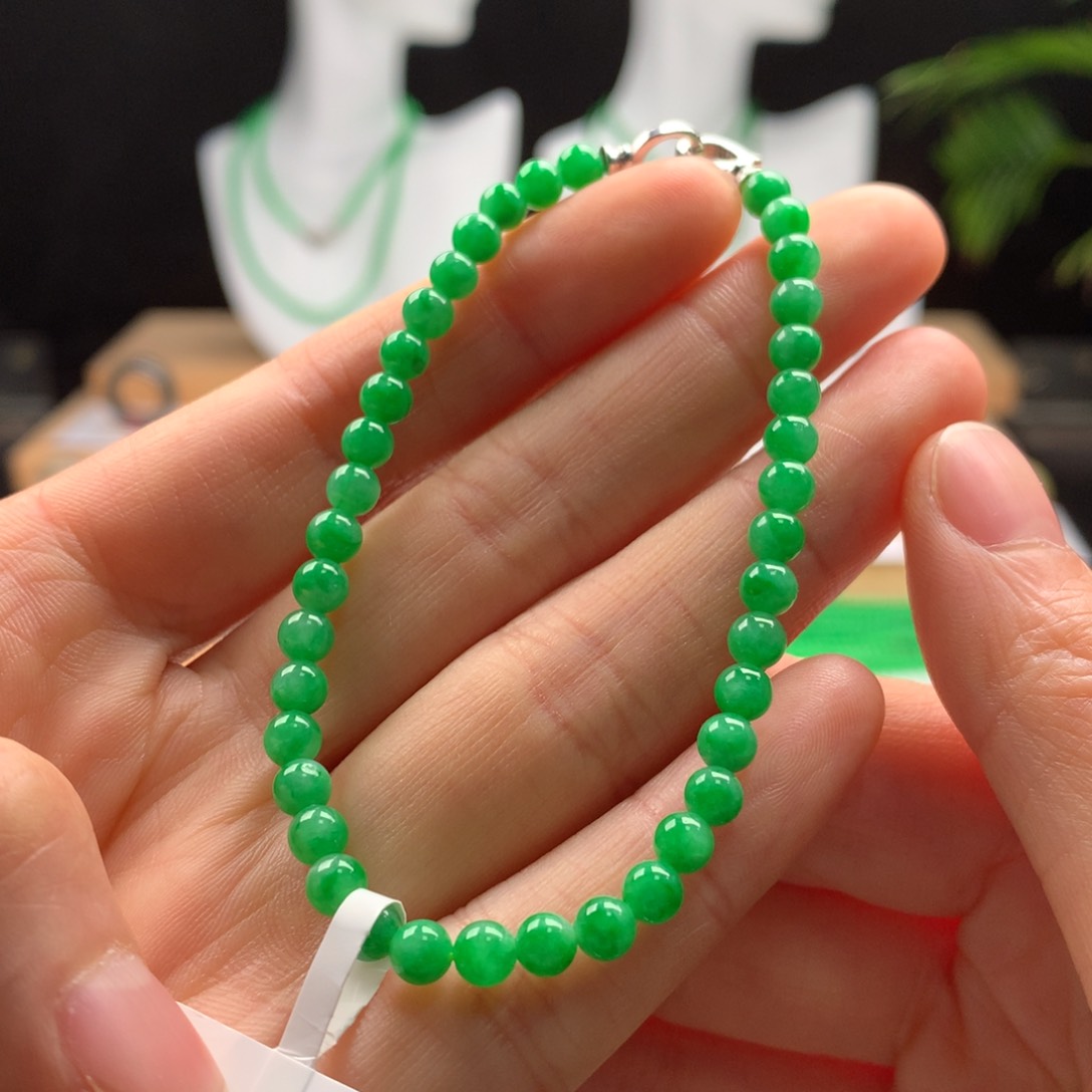 翡翠手链未镶嵌布***子天然缅甸A货翡翠