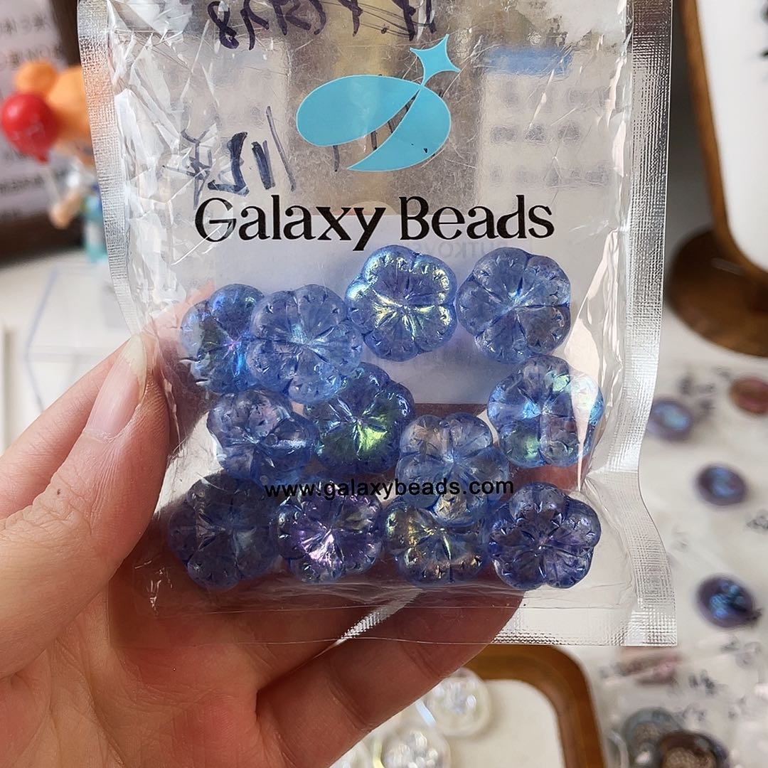 琉璃进口捷克蓝色大胖花一颗