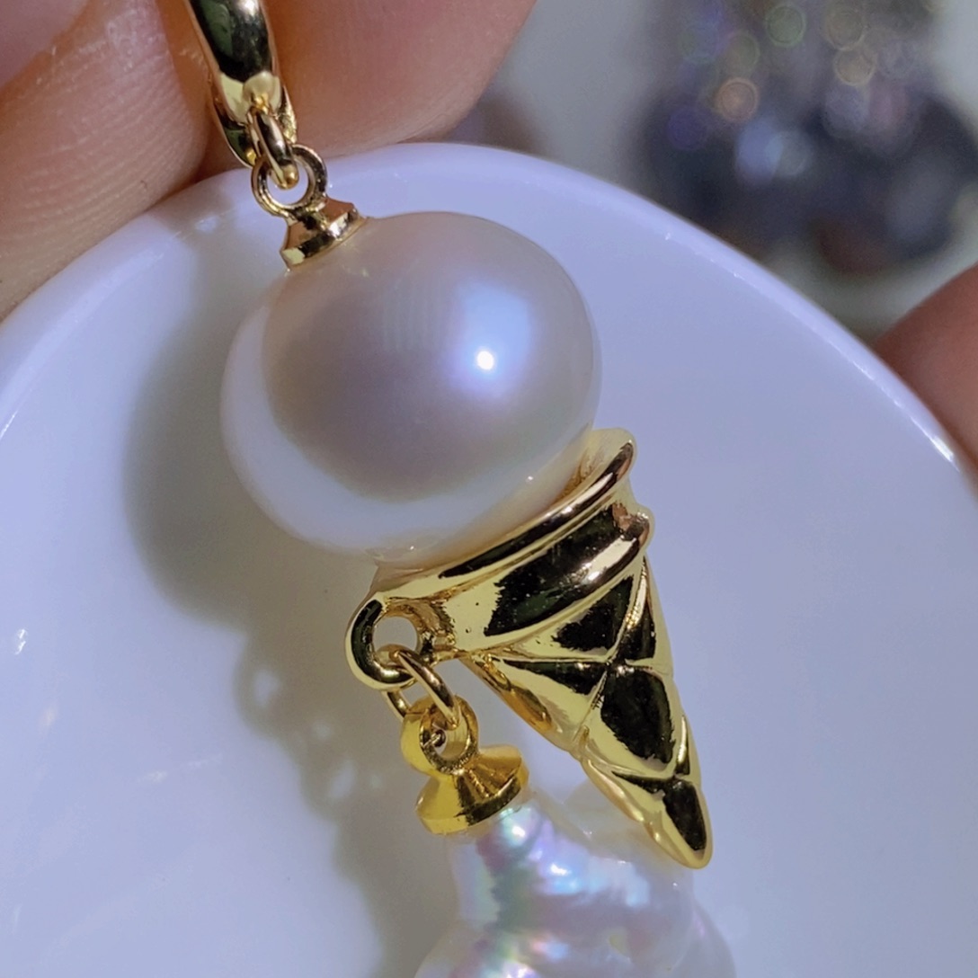 银S925镶嵌天然淡水珍珠淡水珍珠