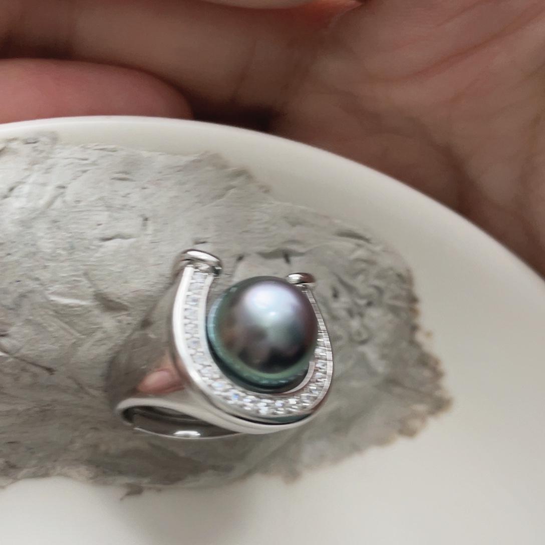 海水珍珠银S925镶嵌戒指