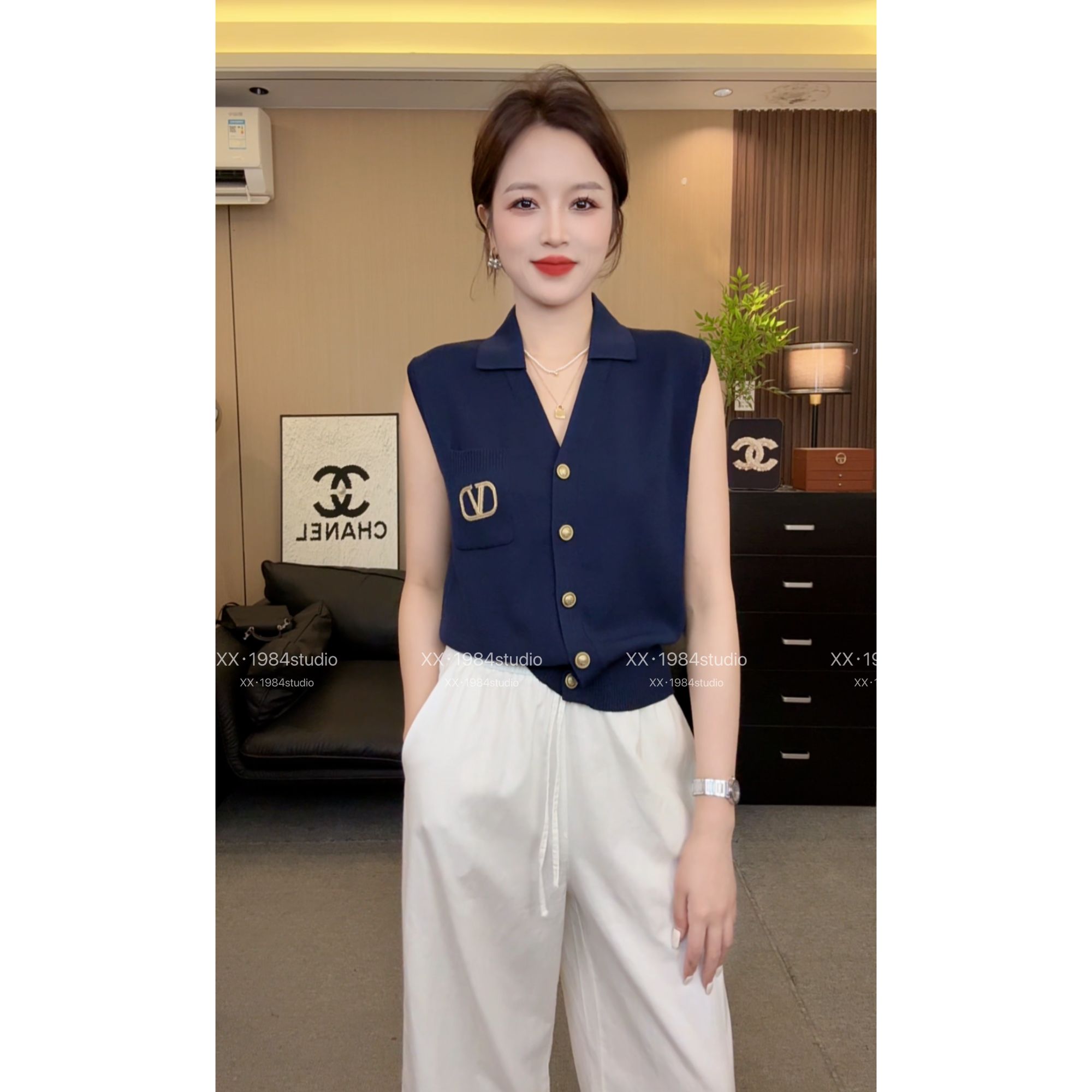 1984 精选【V字口袋】夏季薄款翻领显瘦飞袖POLO小上衣