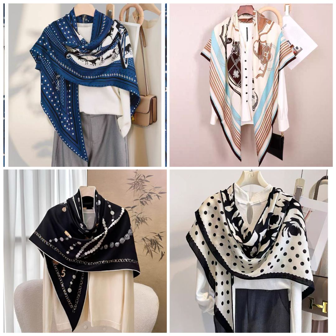 真丝羊毛185*90cm三角巾披肩洋气2025年新款丝巾搭配女款爆款合集