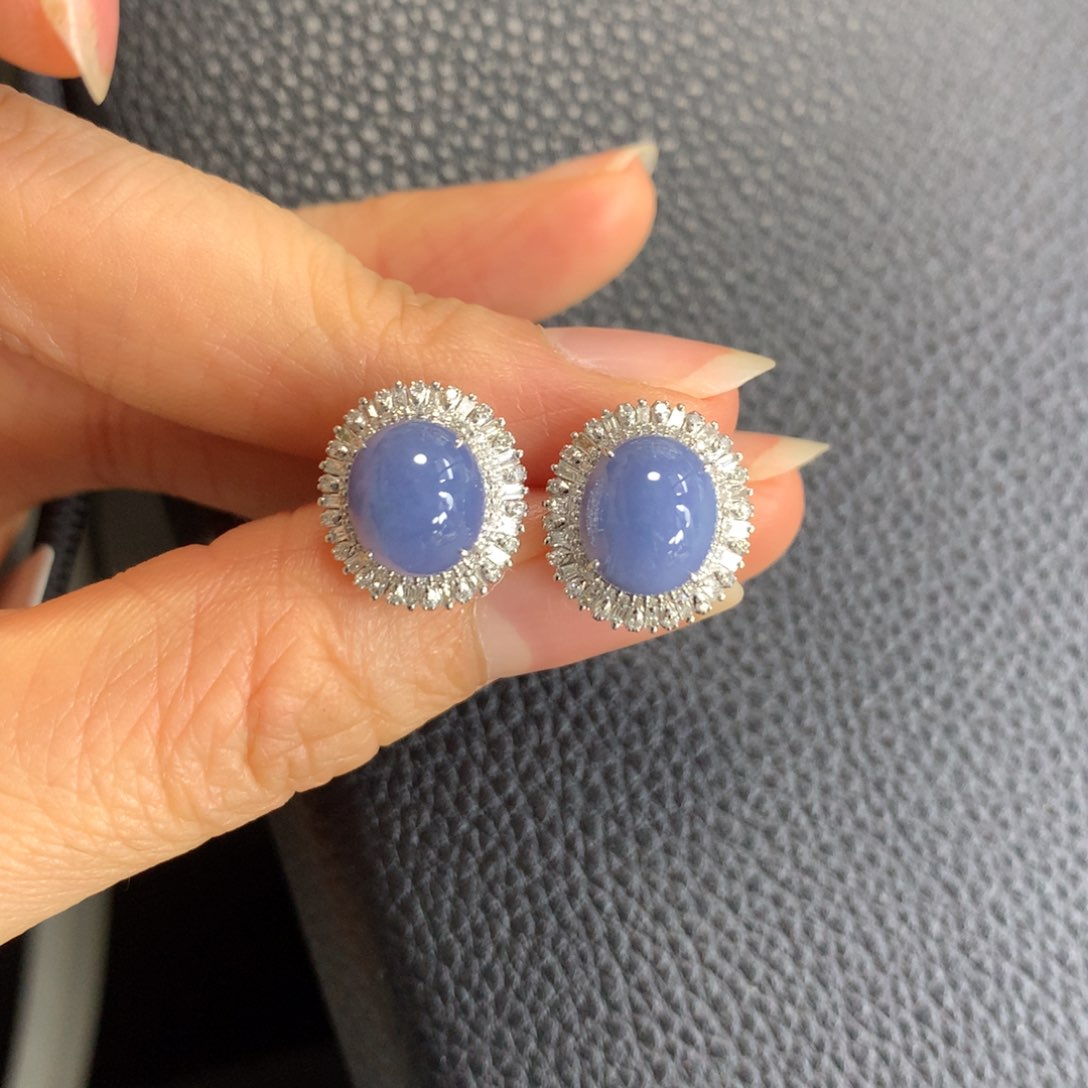 翡翠耳饰18K金镶嵌翡翠