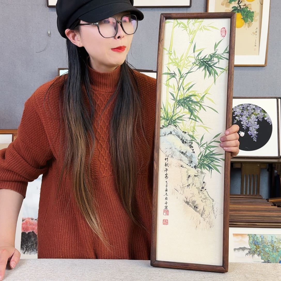 国画手绘带框尺寸：20*70