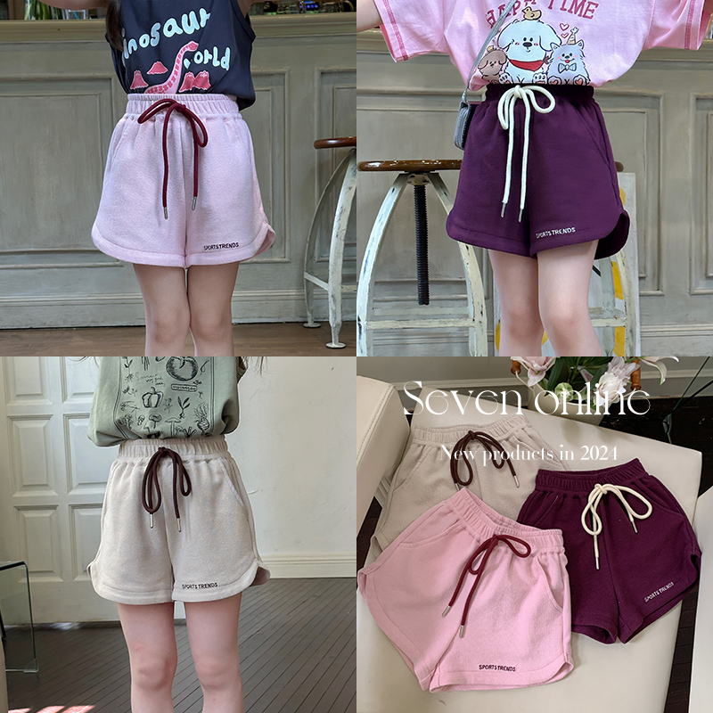 SKD2406女童韩版时髦休闲短裤夏装新款儿童高腰简约热裤运动裤潮
