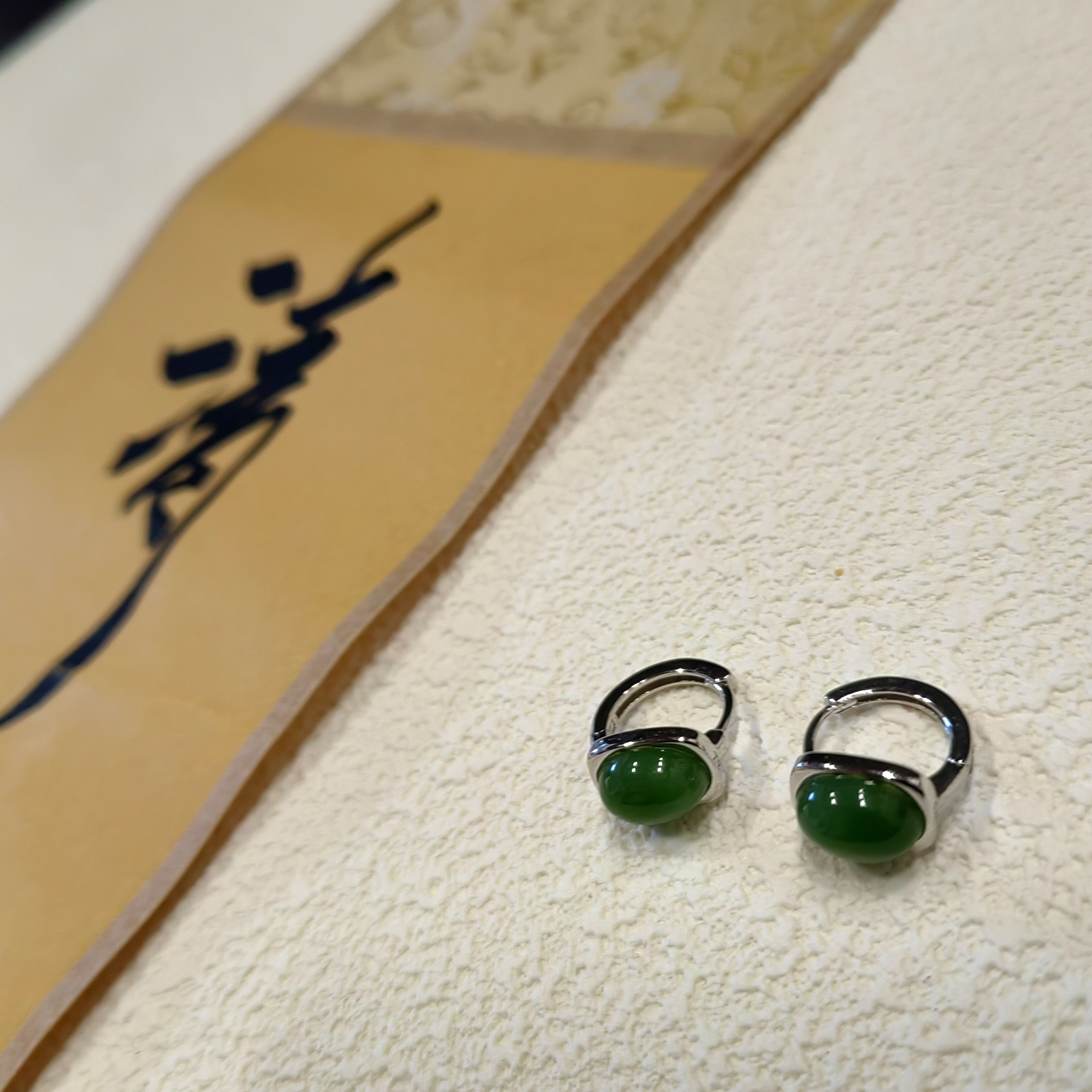 【V姐珠宝】BZ2203 和田玉碧玉耳扣 S925银镶嵌