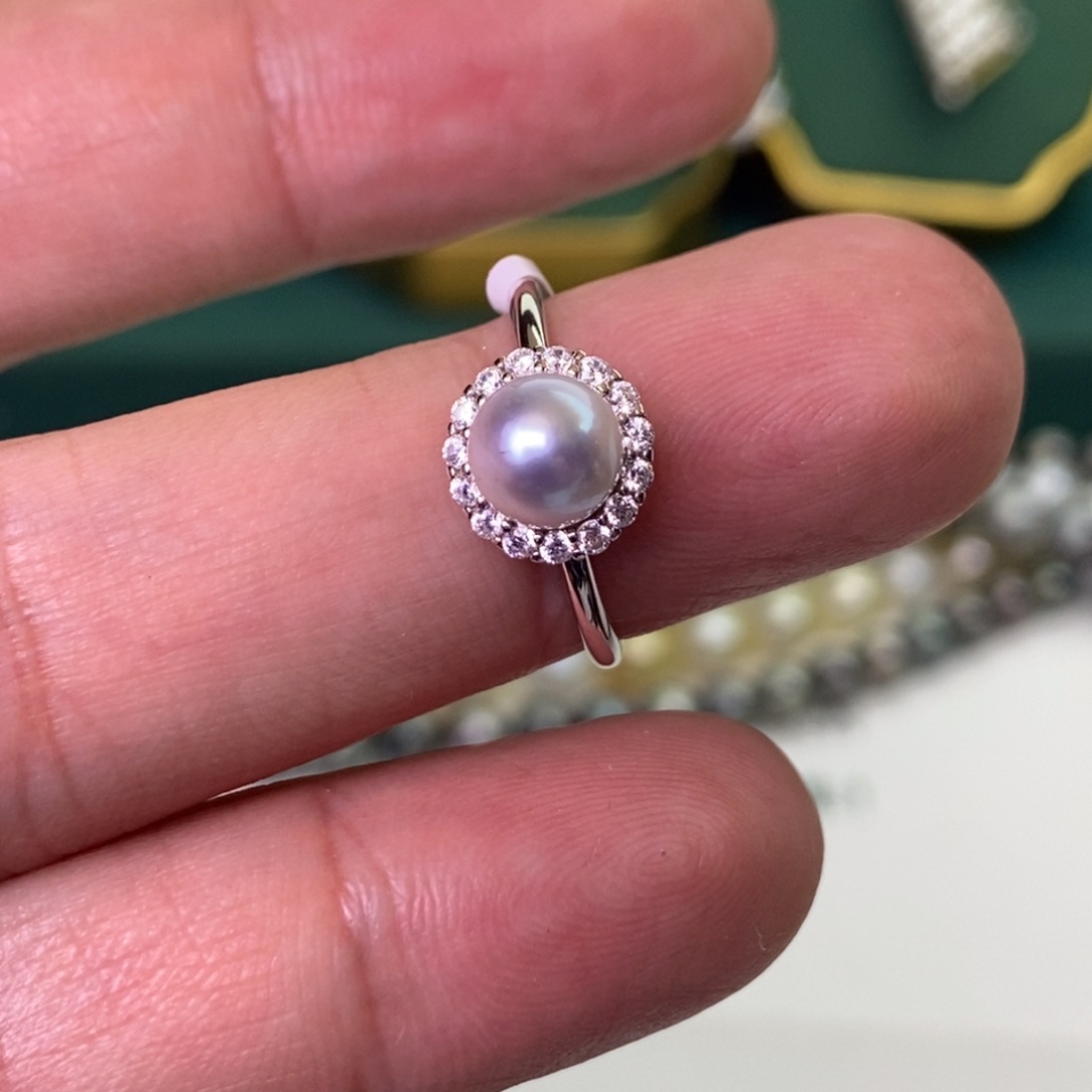 海水珍珠戒指银S925镶嵌