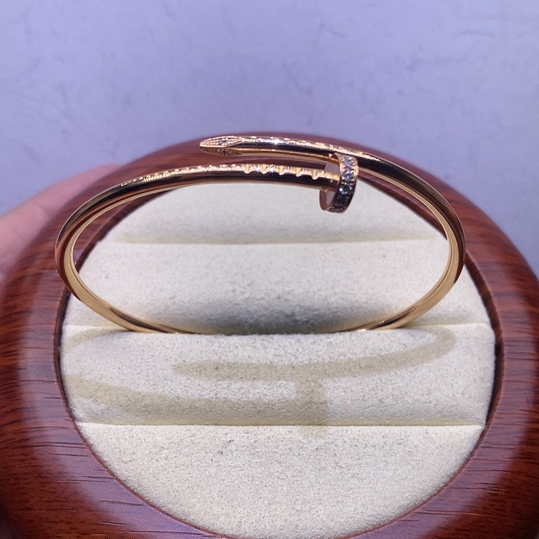 钻石手镯18K金镶嵌钉子头尾钻窄k玫17