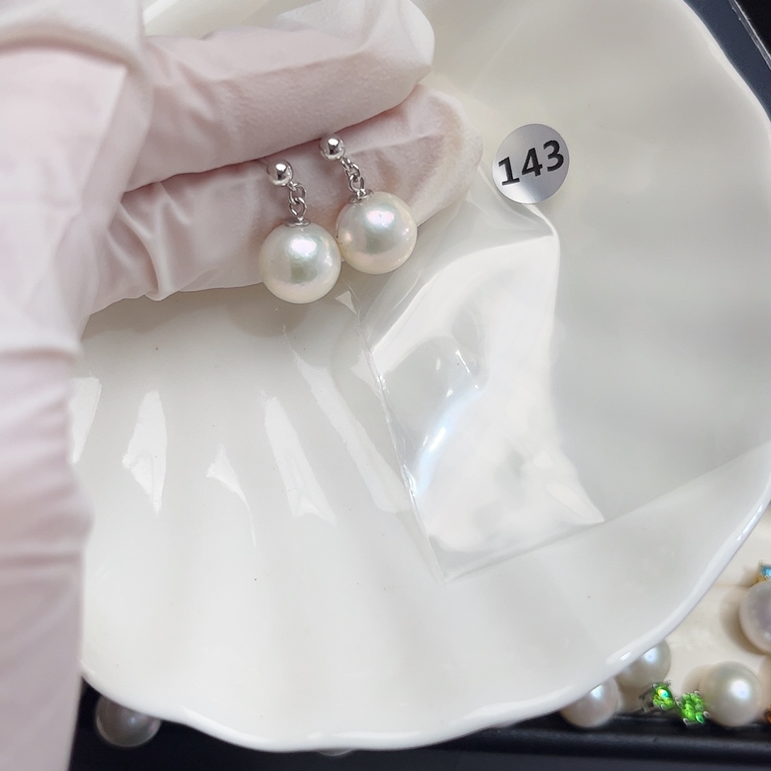 淡水珍珠银S925镶嵌耳饰