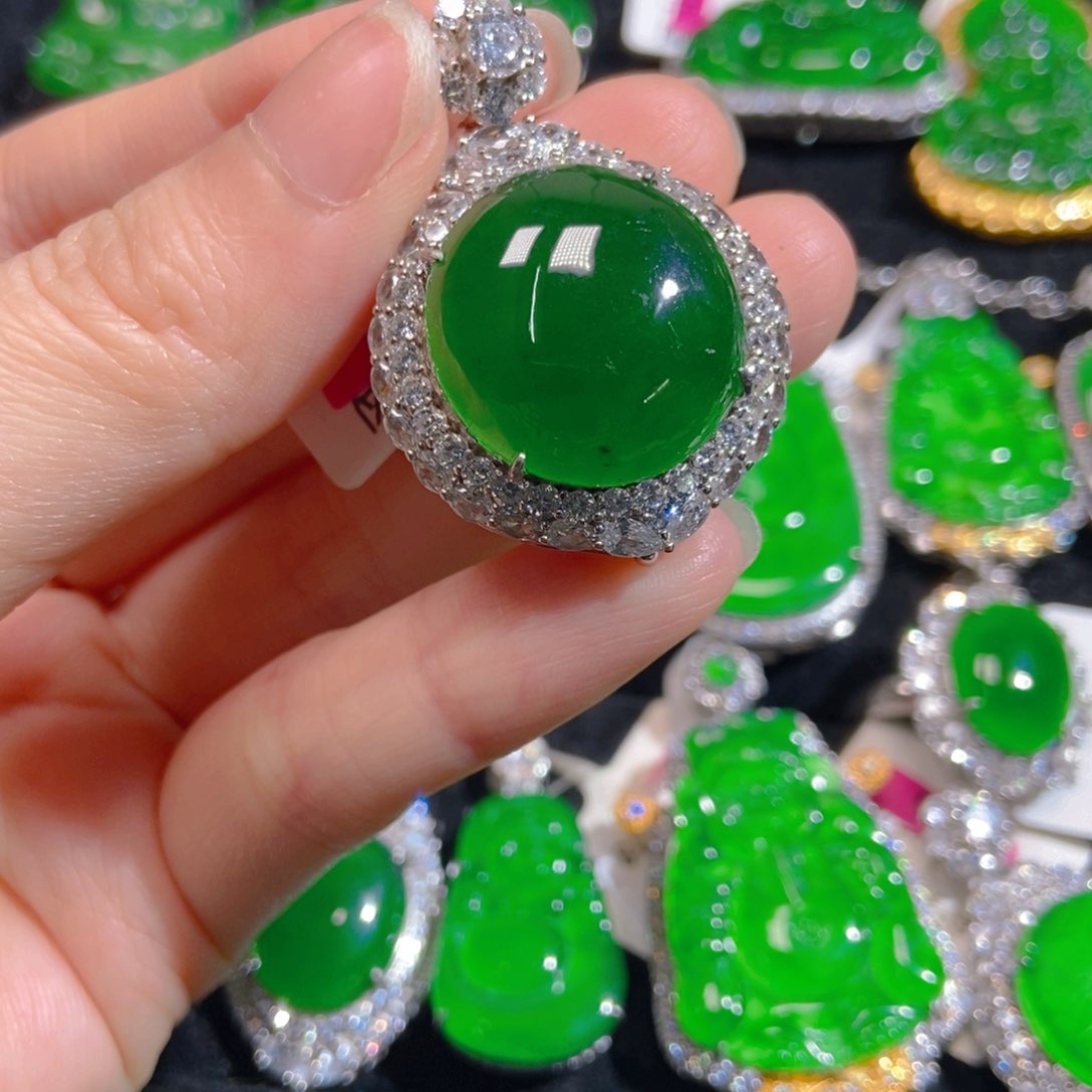 翡翠银S925镶嵌吊坠(不含链)