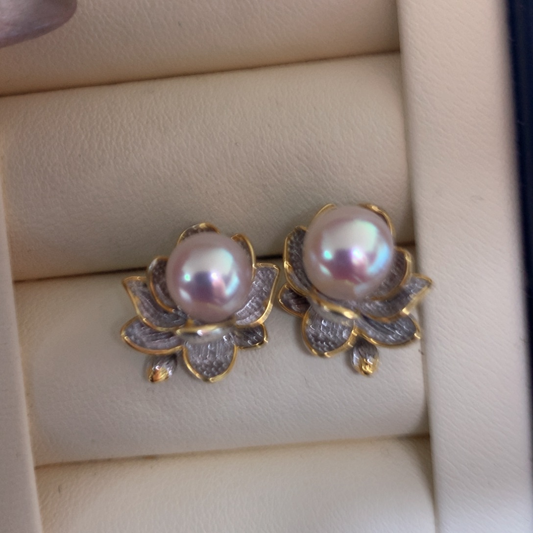 海水珍珠耳饰银S925镶嵌