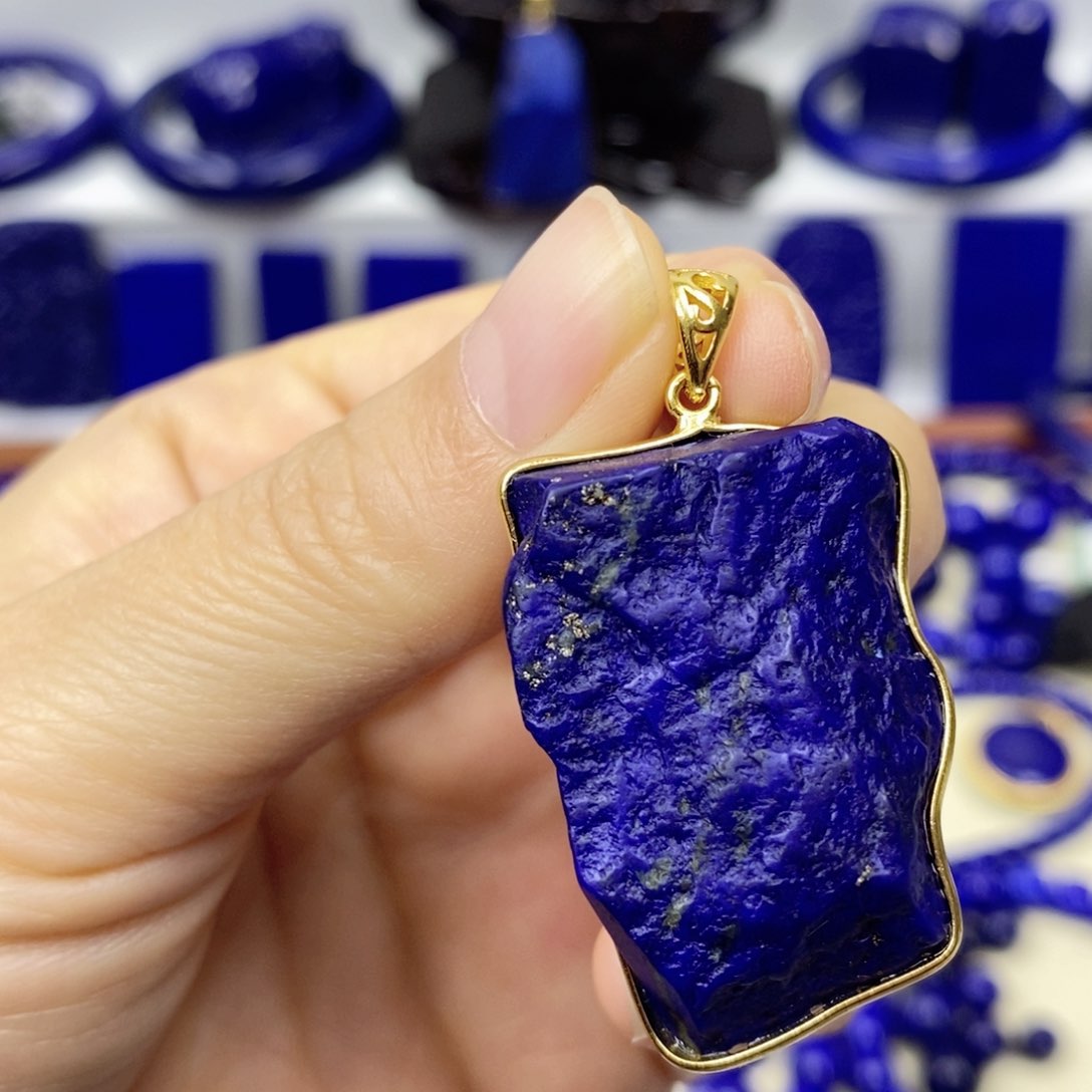 青金石颈饰银S925镀金镶嵌