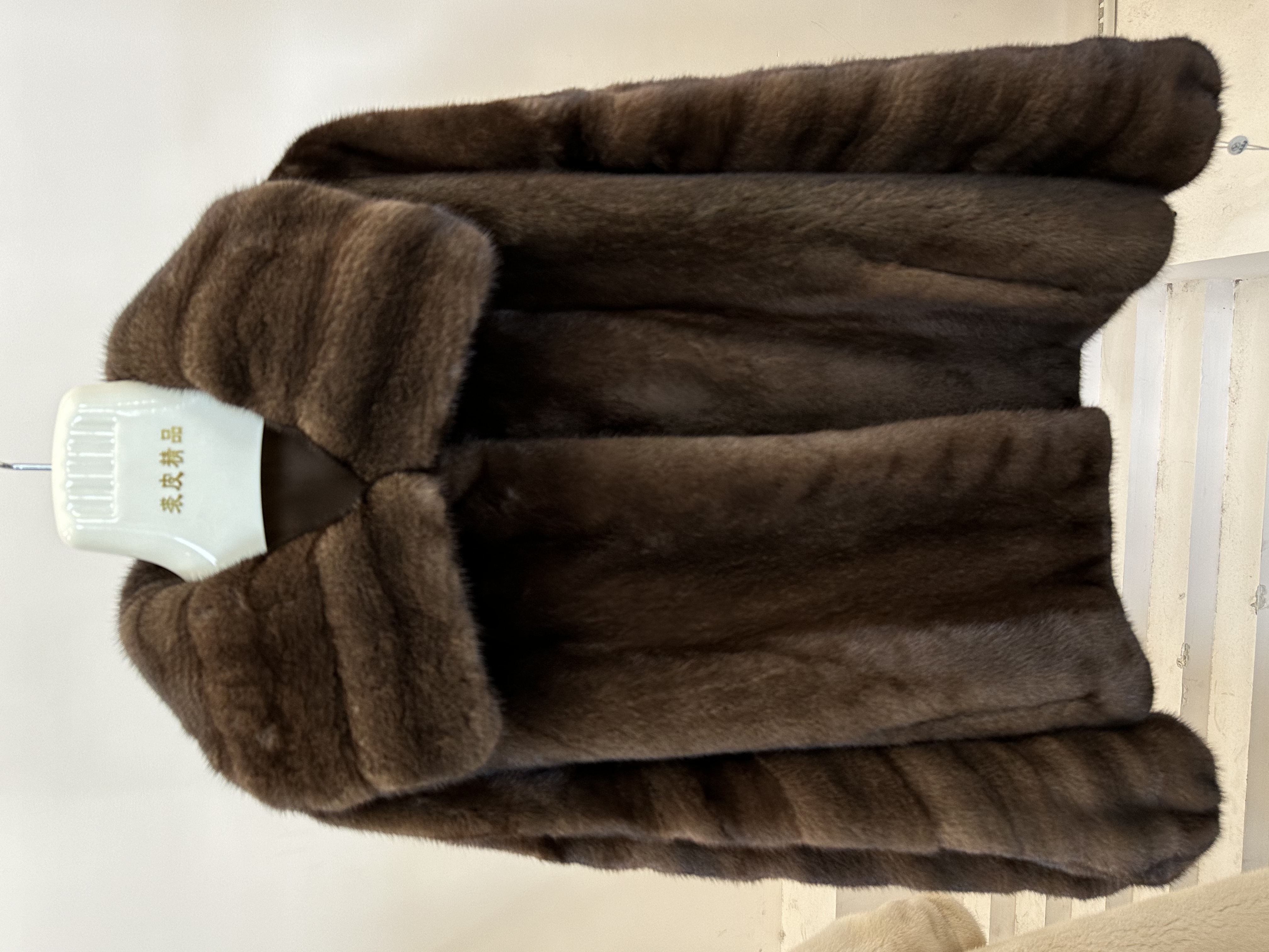 翻领短款咖啡色水貂外套进口水貂外套貂皮大衣