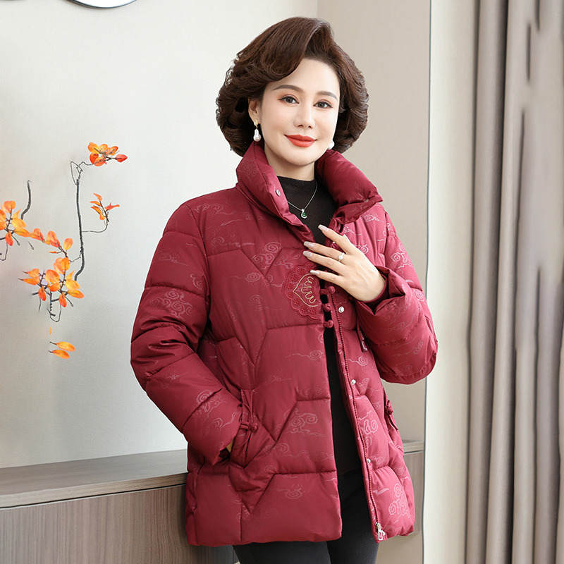 冬季立领女装中老年棉服妈妈装气质时尚洋气加厚保暖外套老年人