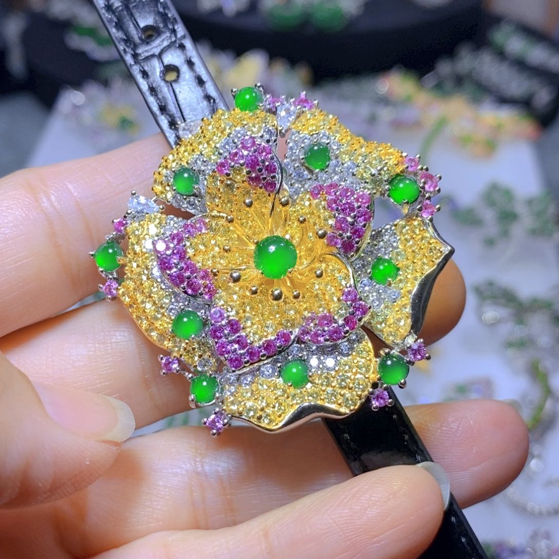 翡翠颈饰合金天然翡翠