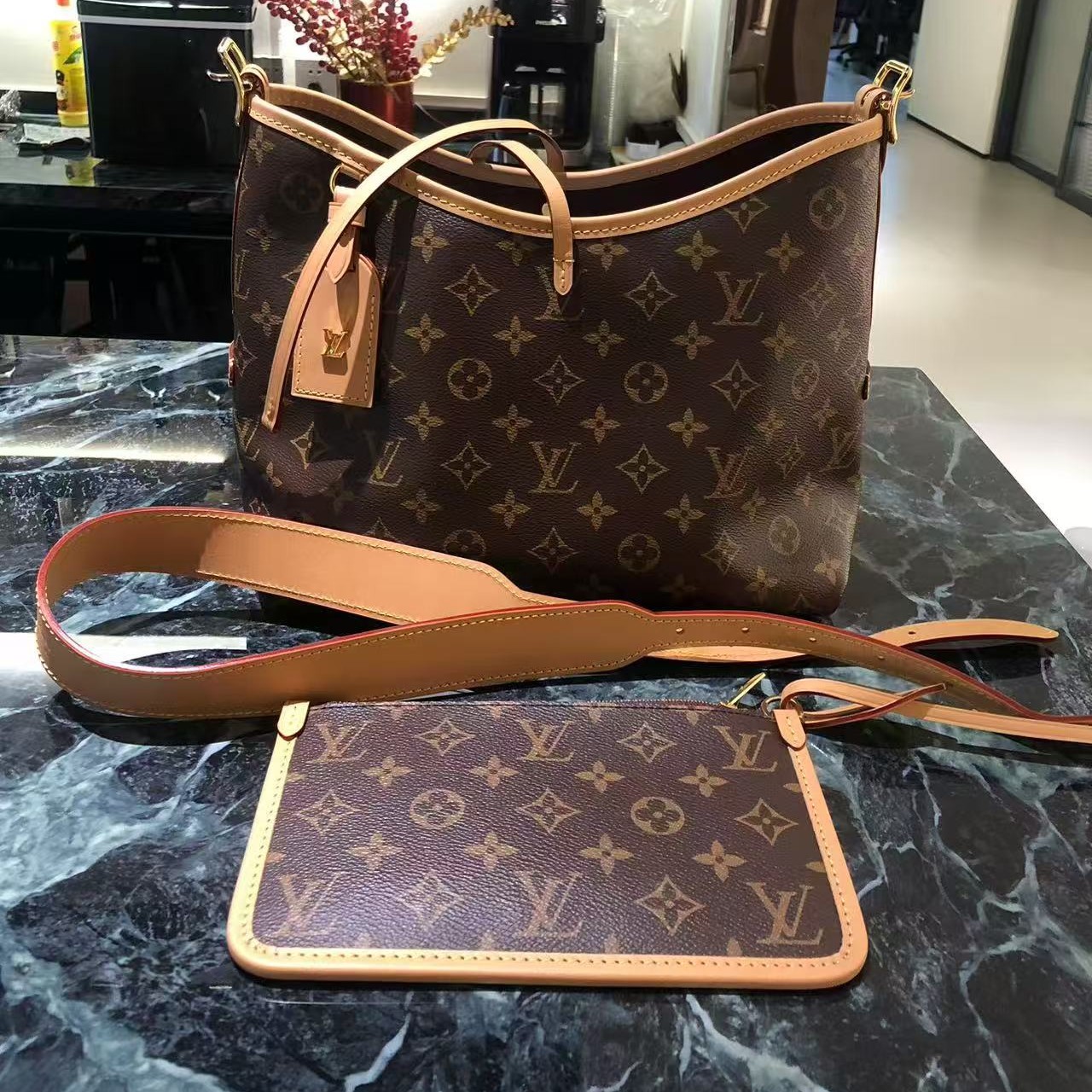 99新 LouisVuitton/路易威登 Lv 老花 carryall小号