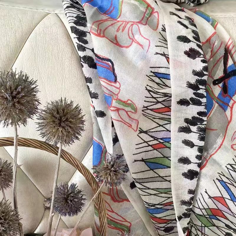 【高端丝绒】世外桃源大丝绒围巾出口原单手感细腻清爽透气