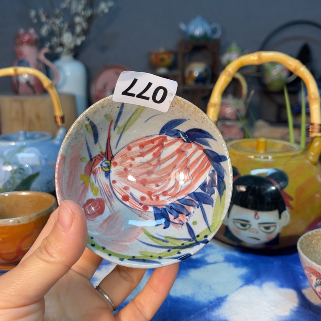 杯喵**贝素浅陶瓷手工手绘