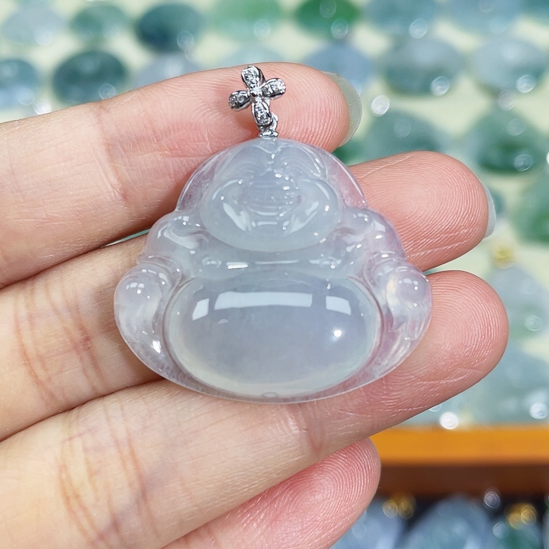 翡翠颈饰18K金镶嵌吊坠