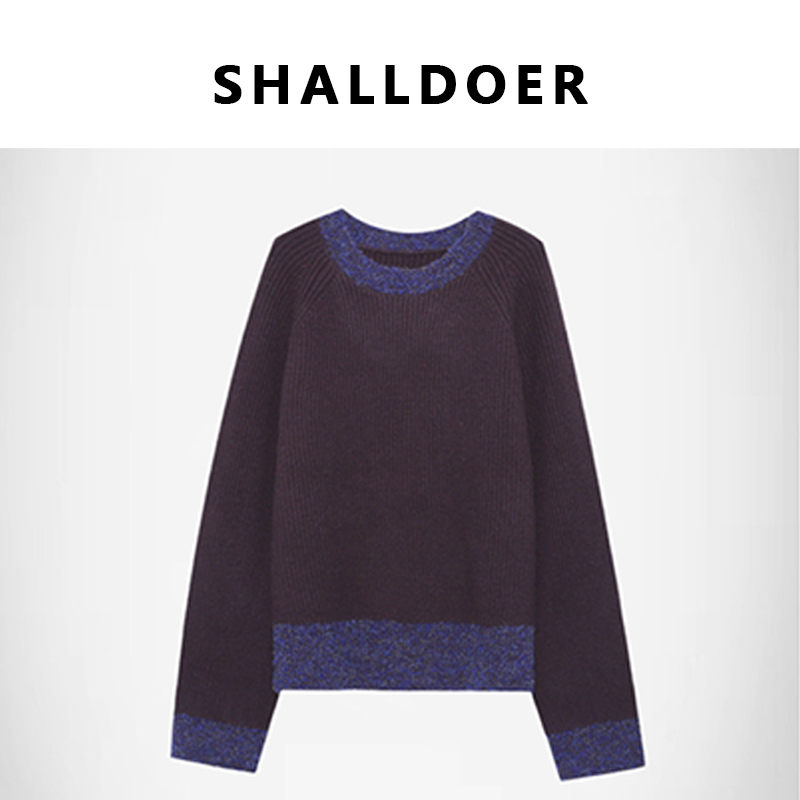 《克林毛衣》拼接复古撞色毛衣上衣2025秋冬新款潮流时尚上档次女款