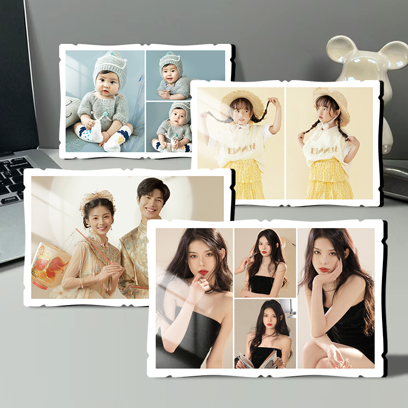 创意曲边多图宫格拼接照相框定制儿童婚纱照片打印做桌面摆台框