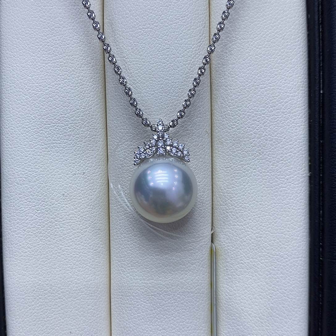 海水珍珠18K金镶嵌吊坠(不含链)13到14点位