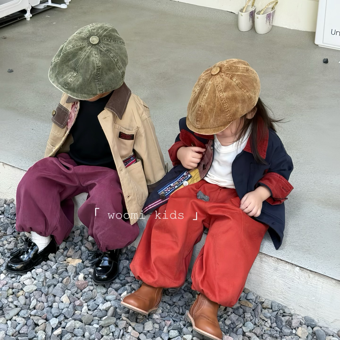 woomi·曼城旧事·儿童小众设计款拼布翻领工装夹克风衣