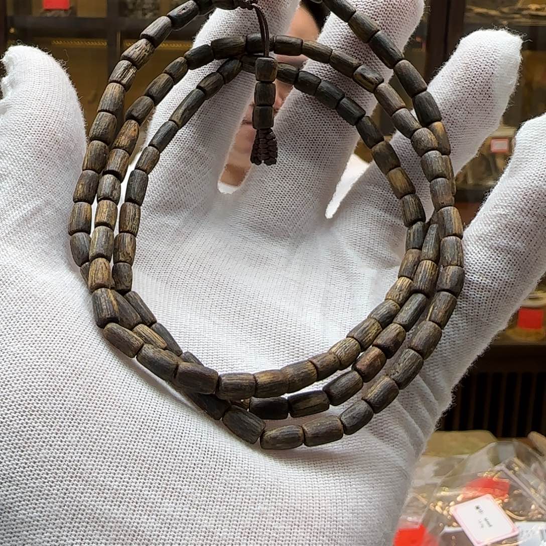 沉香手串国香棋楠老白棋多圈随形丝软沉水13g+