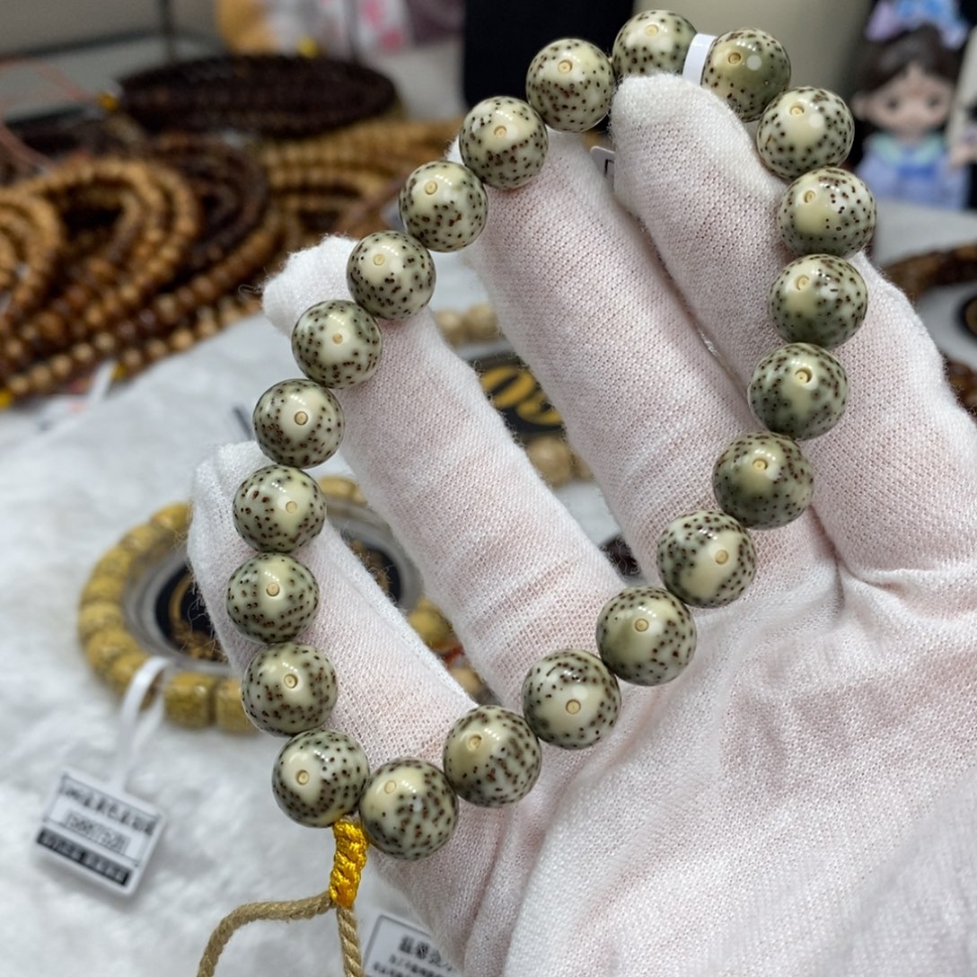 手串星月菩提10mm圆珠青花瓷一线天跑道留白