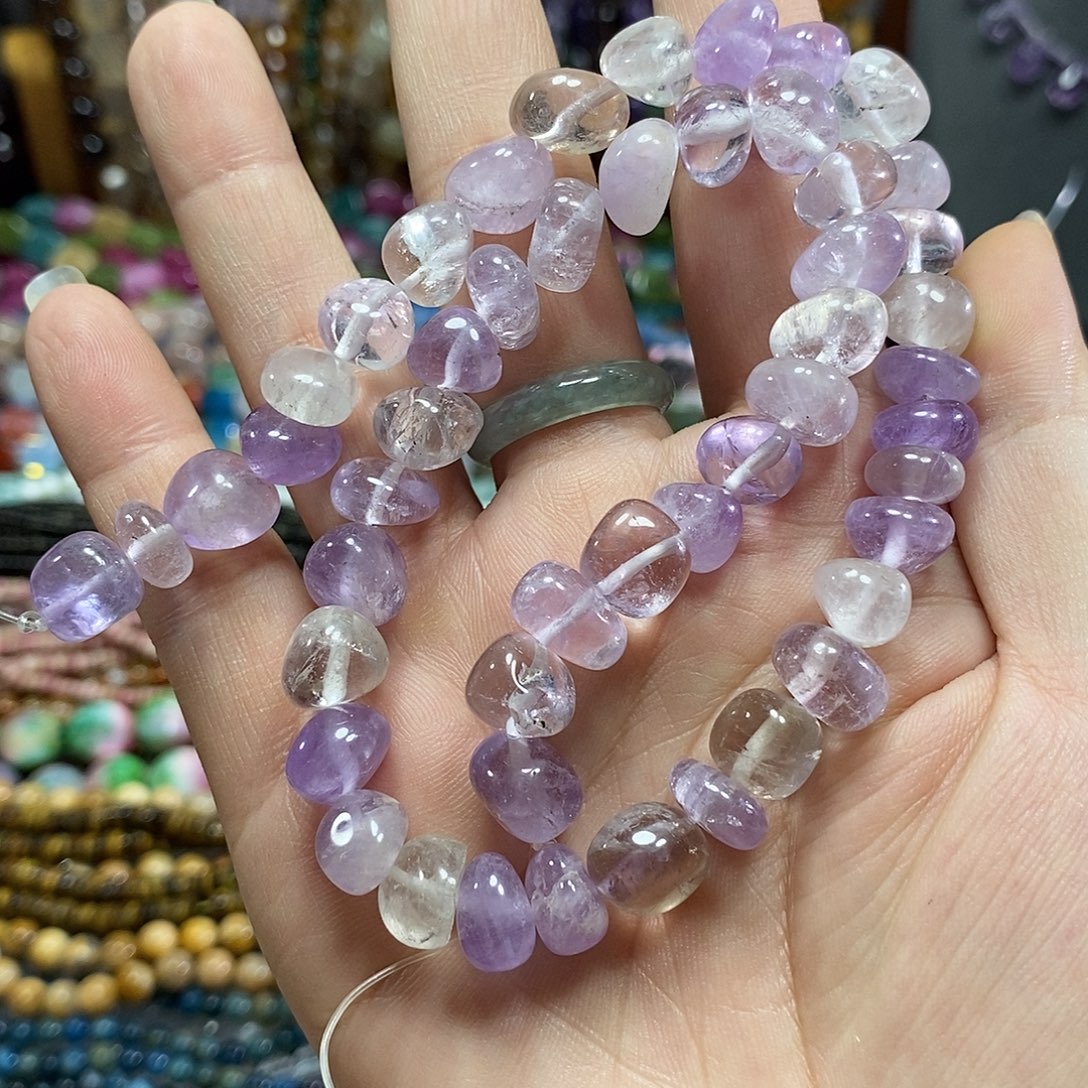 玛瑙/玉髓未镶嵌珠宝半成品紫水晶随型一条卡11mm