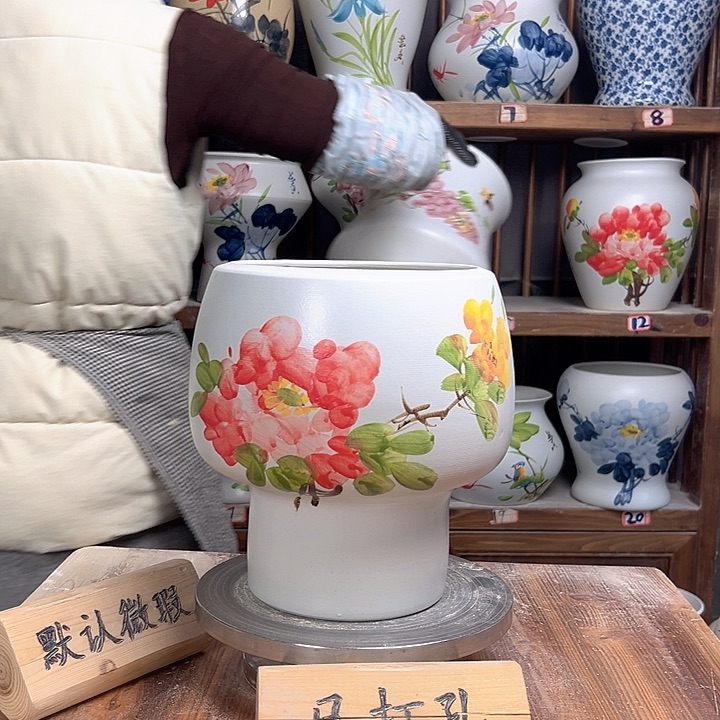 摆件灯笼牡丹新款新款陶瓷