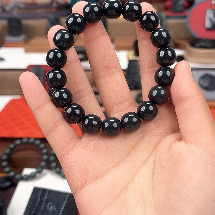 和田玉未镶嵌手链卡12精工老型珠90墨