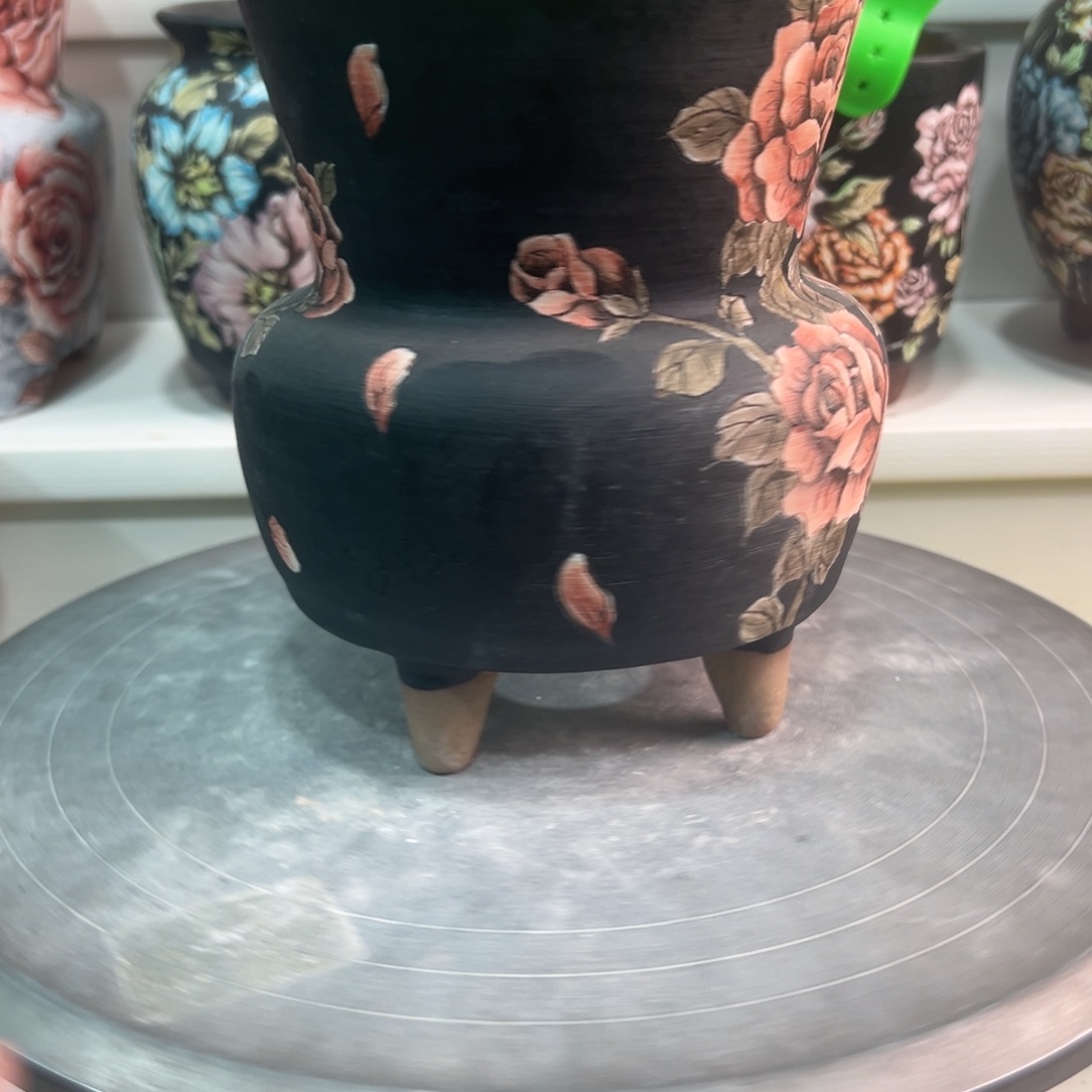 紫砂花盆手绘花盆251