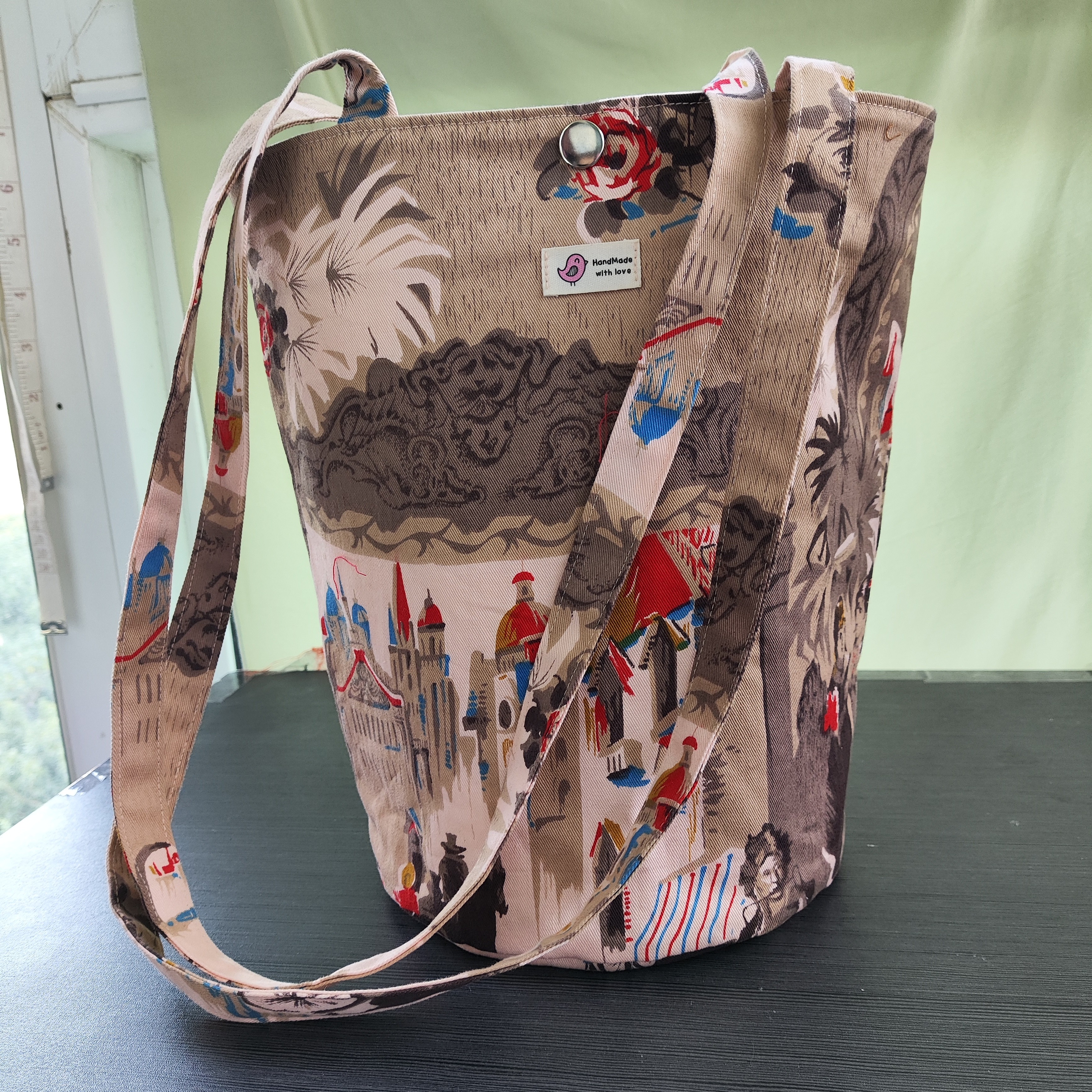 针实手工自制棉花色休闲时尚水桶布包包