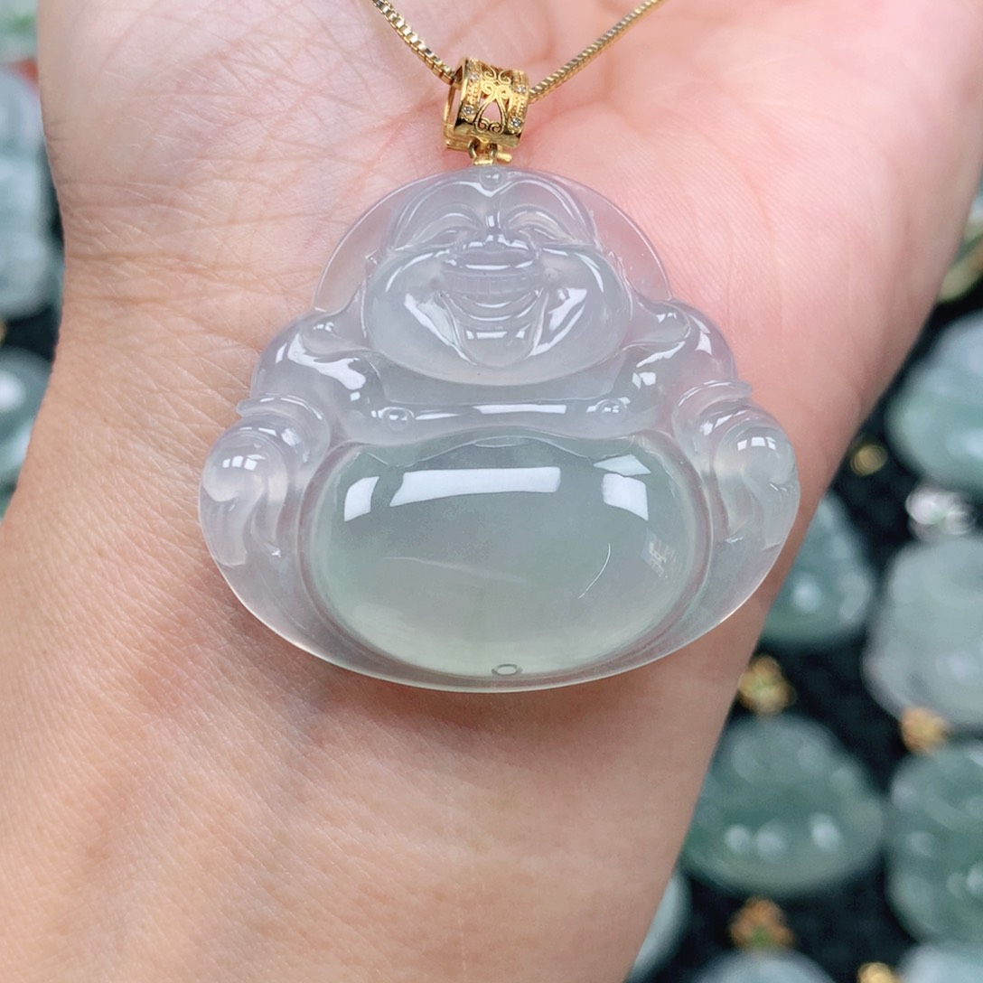 翡翠吊坠(不含链)18K金镶嵌