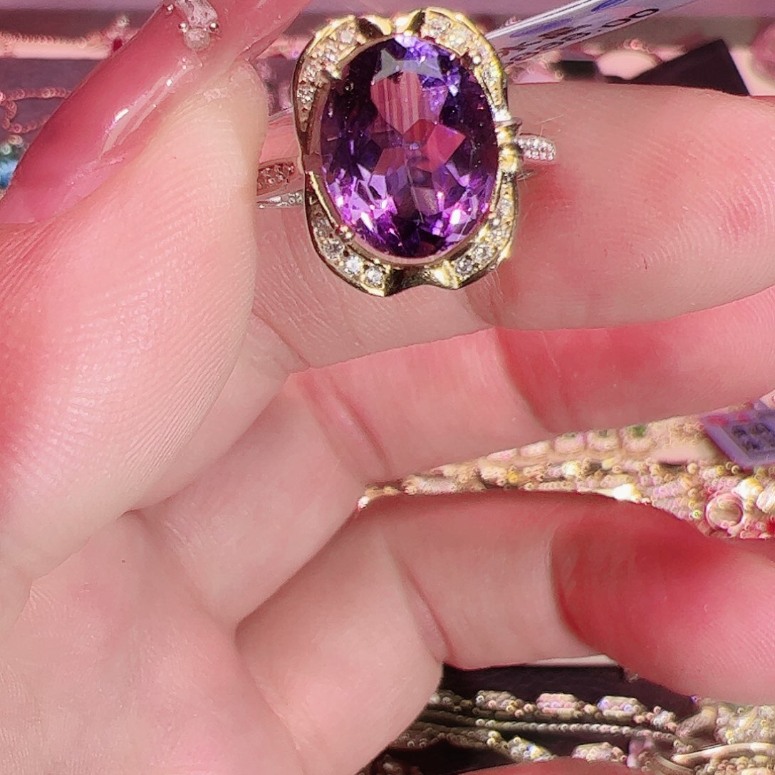 紫晶紫水晶银S925镶嵌