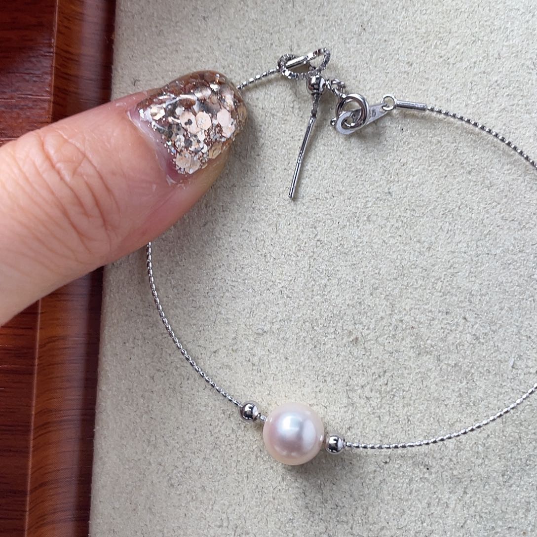 手绳银S925镶嵌海水珍珠