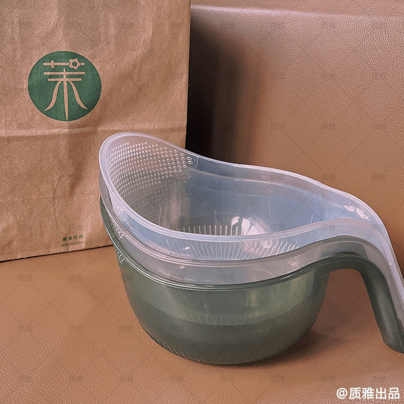 【3个装】厨房淘米筛淘米盆沥水篮家用带手柄淘菜洗水果盆加厚客厅