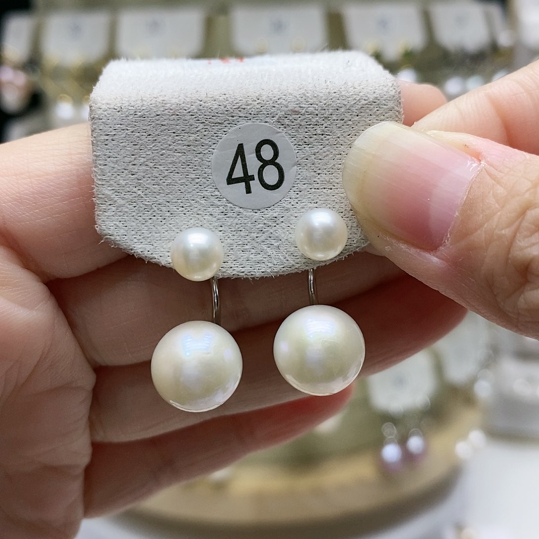淡水珍珠耳饰银S925镶嵌