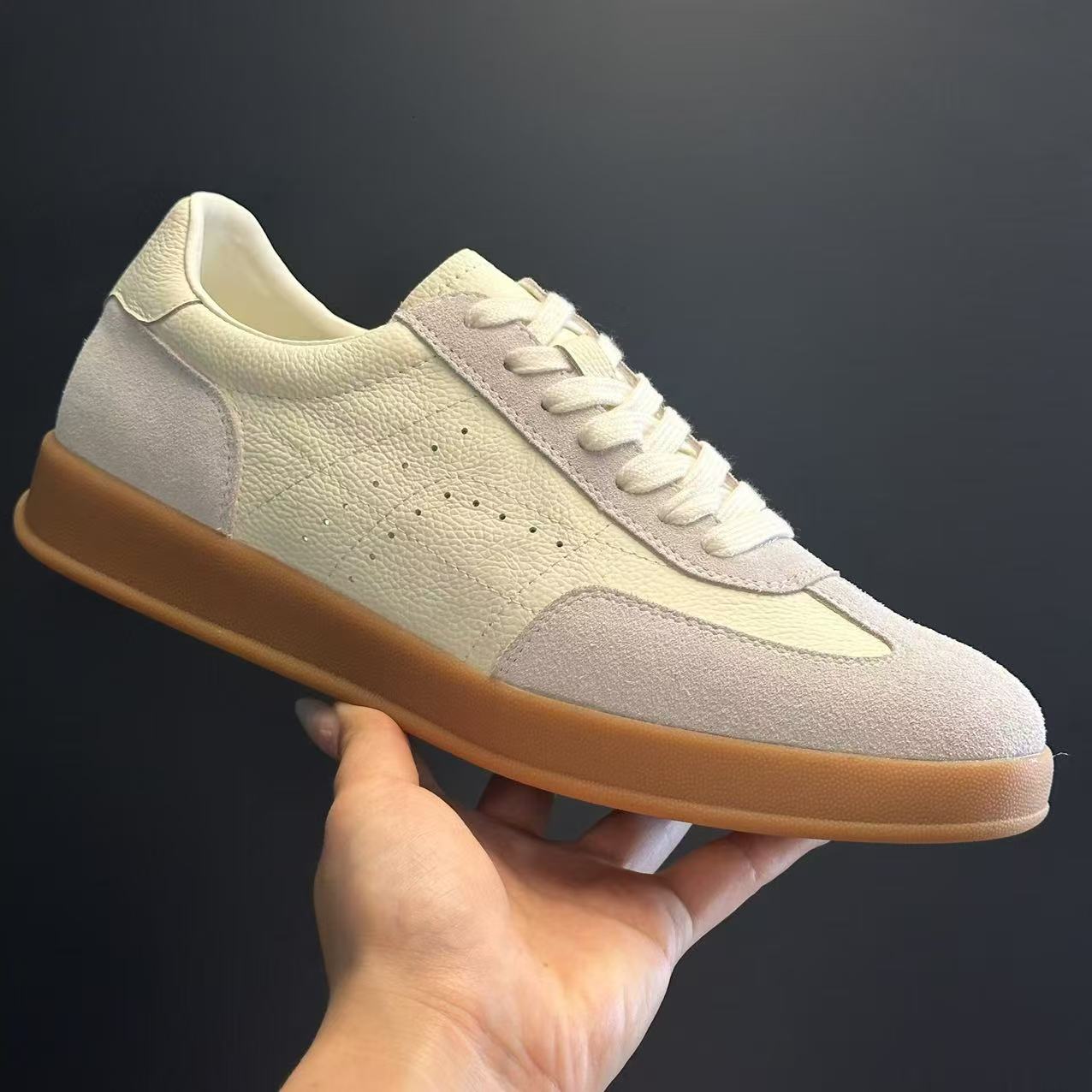 德训鞋防滑低帮透气平跟纯色时尚休闲鞋春季鞋子真皮潮流经典百搭